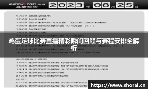 鸡蛋足球比赛直播精彩瞬间回顾与赛程安排全解析