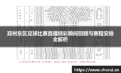 郑州东区足球比赛直播精彩瞬间回顾与赛程安排全解析