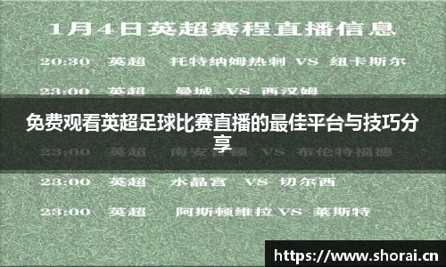 免费观看英超足球比赛直播的最佳平台与技巧分享