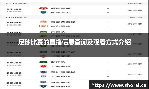 足球比赛的直播信息查询及观看方式介绍