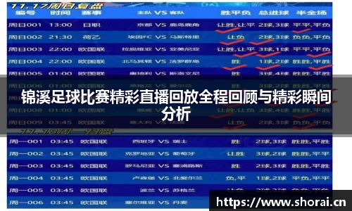 锦溪足球比赛精彩直播回放全程回顾与精彩瞬间分析