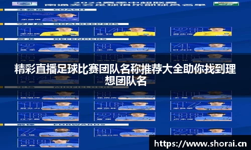精彩直播足球比赛团队名称推荐大全助你找到理想团队名
