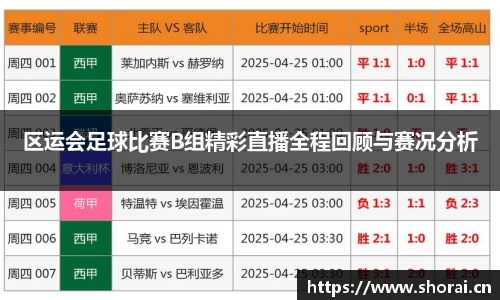 区运会足球比赛B组精彩直播全程回顾与赛况分析